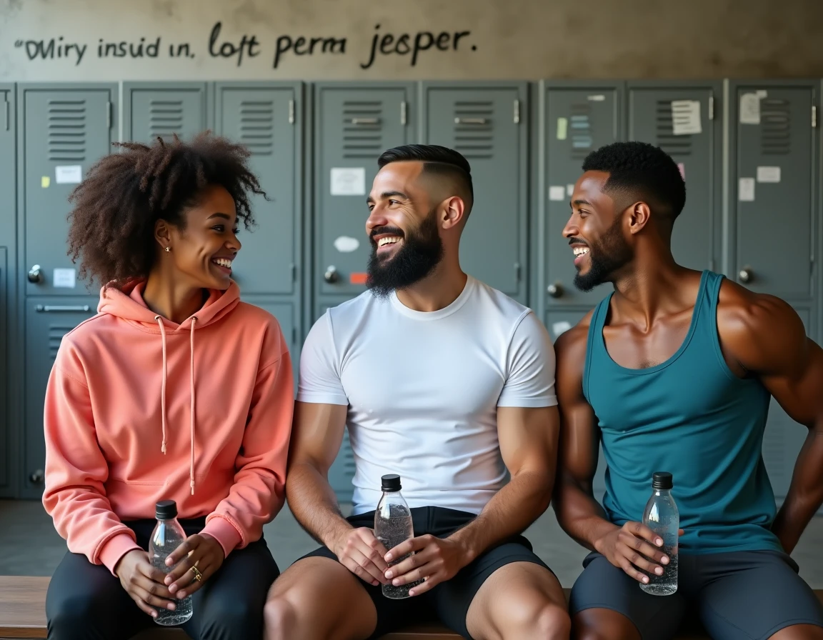 Groupe de jeunes adultes riant ensemble après une séance de sport en salle, illustrant les bienfaits sociaux et psychologiques de l'activité physique sur le bien-être quotidien