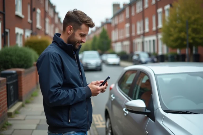 Homme en ville utilisant son smartphone pour la navigation